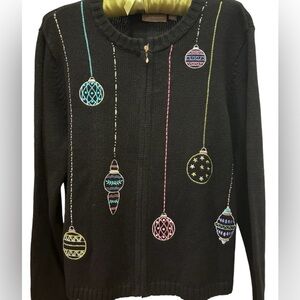 Vintage Hand Embroidered Ornament Cardigan By Croft & Barrow Size PL